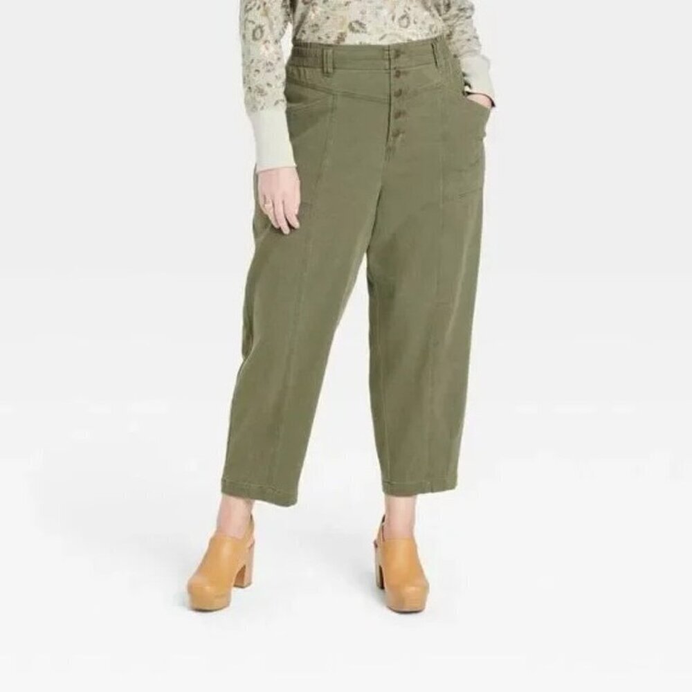 Women's Small Mid-Rise Tapered Fit Pants - Knox Rose Olive Green - Picture 4 of 11